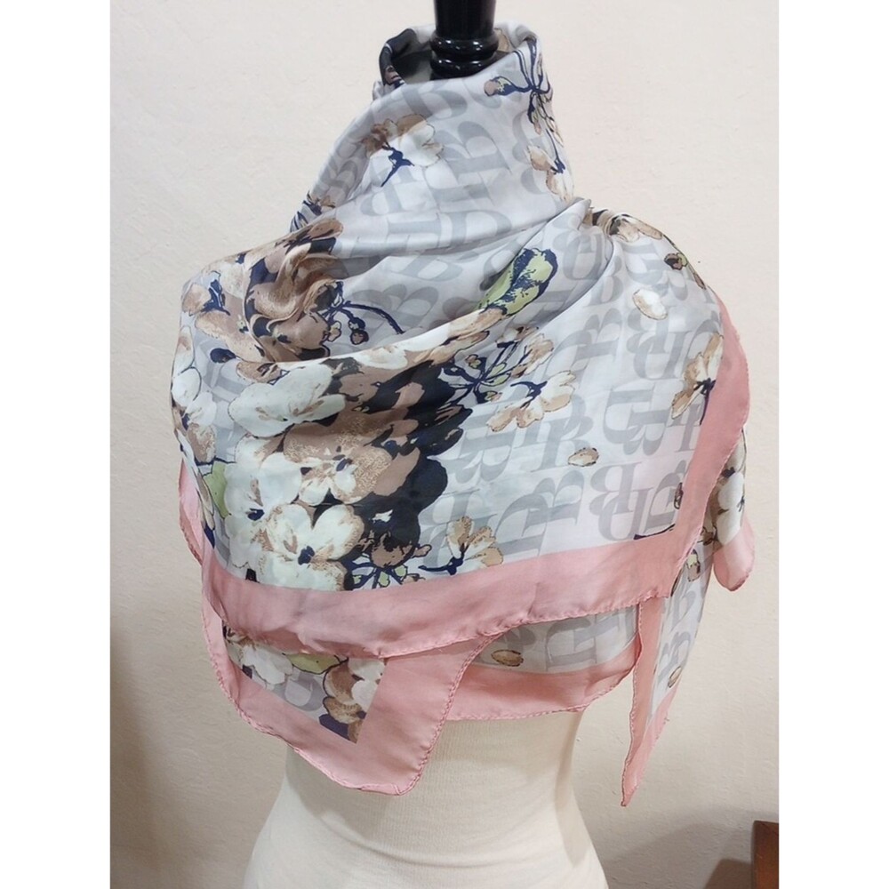 Dana Buchman Floral Monogrammed Silky Scarf